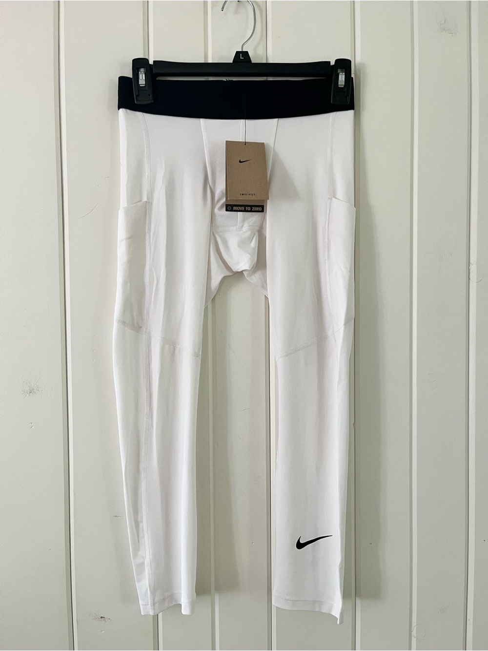 Nike Pro Dri-Fit White Leggings with Black Waistband 23”, Sz S, NWT